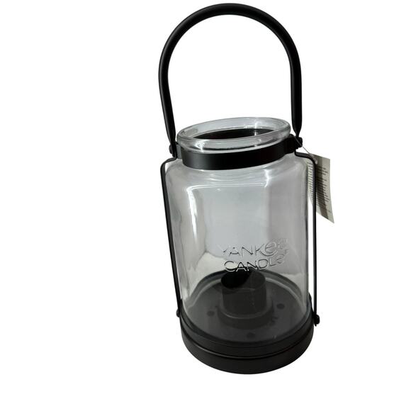 Yankee Candle Tea Light Votive Candle Lantern Glass Black Logo Lantern - Picture 1 of 7